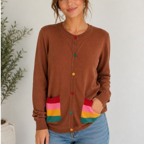 OXKnit Sweaters - Oxknit Rainbow Cotton Cardigan Dopamine Dressing Whimsy Artsy Teacher Soft Girl